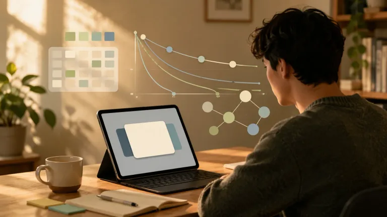 Eine lernende Person wiederholt digitale Lernkarten mit einem modernen Spaced-Repetition-Zeitplan